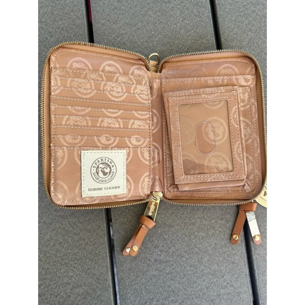 Spartina 449 Daufuskie Island Quilted Wallet Blue Tan NWT